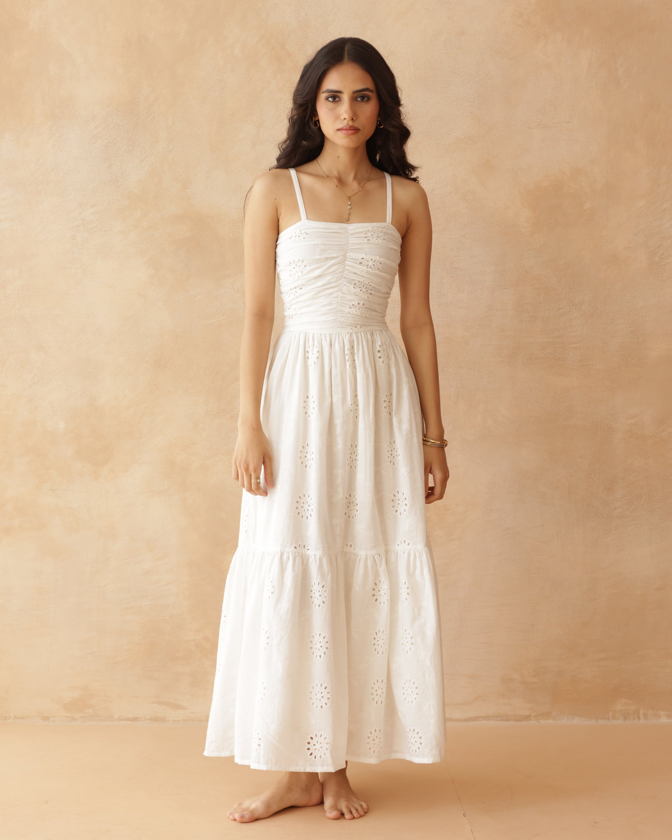 Women’s White Schiffli Embroidered Dress