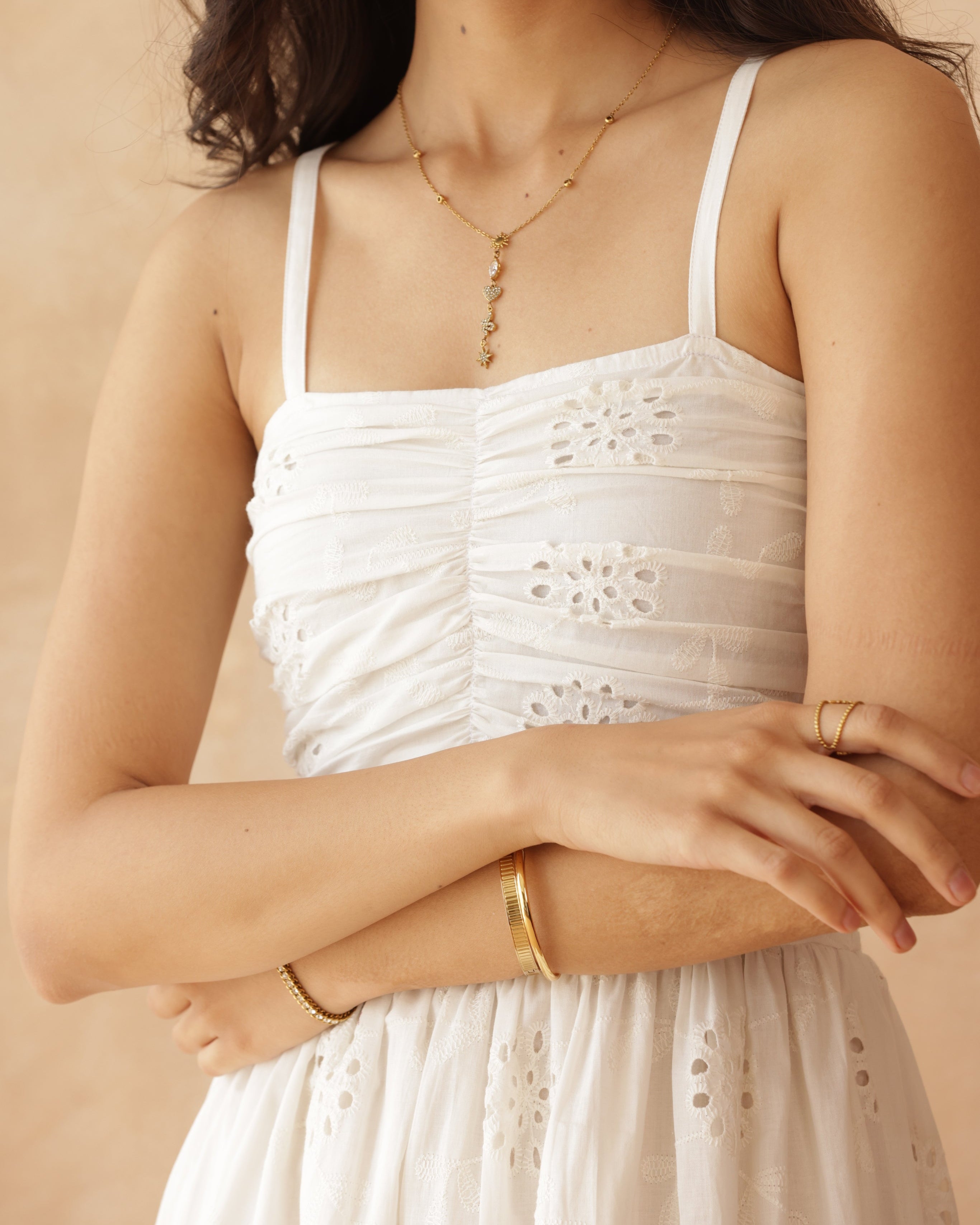 Women’s White Schiffli Embroidered Dress