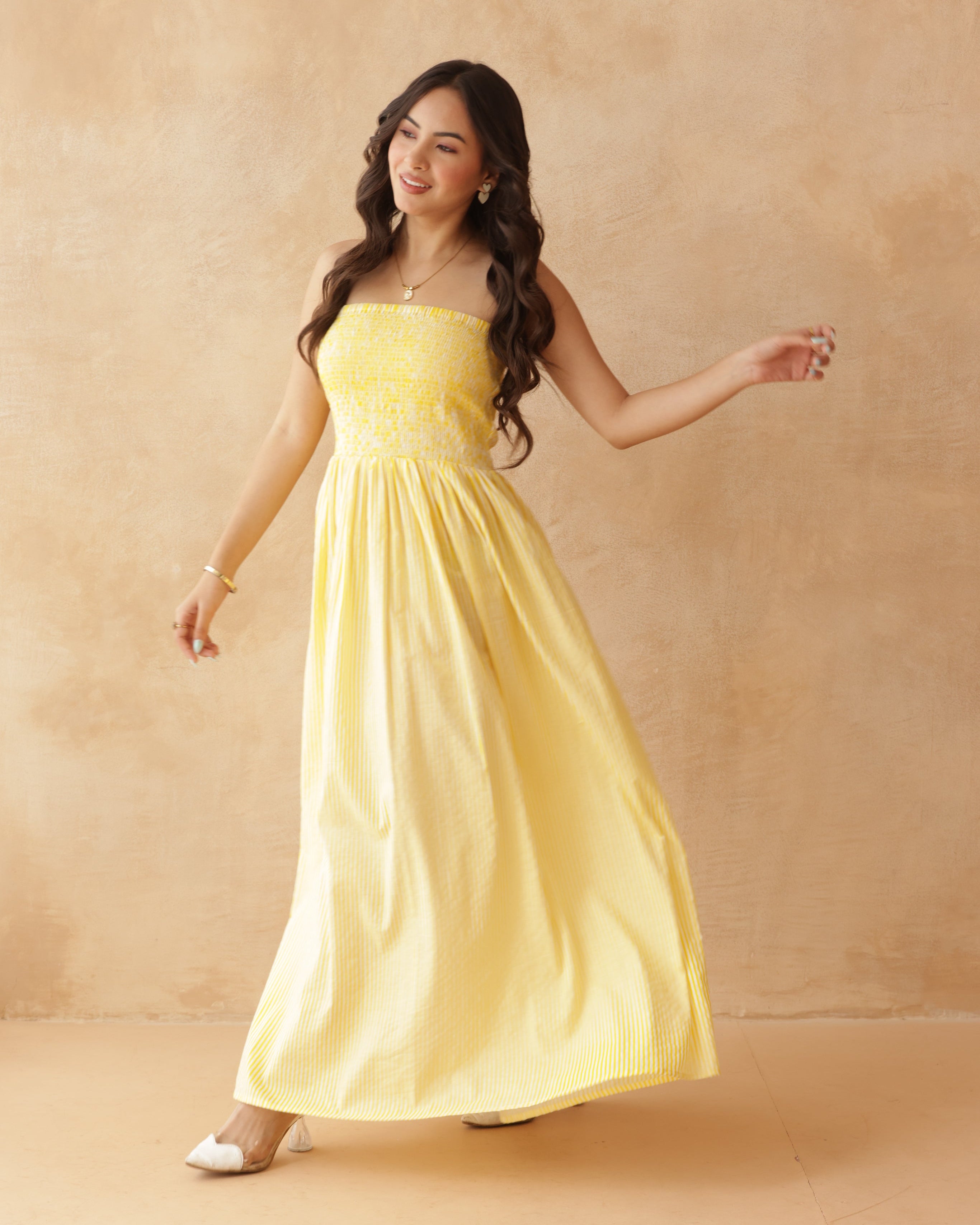 Women’s Yellow Striped Dress – Stylish & Comfortable Everyday Wear