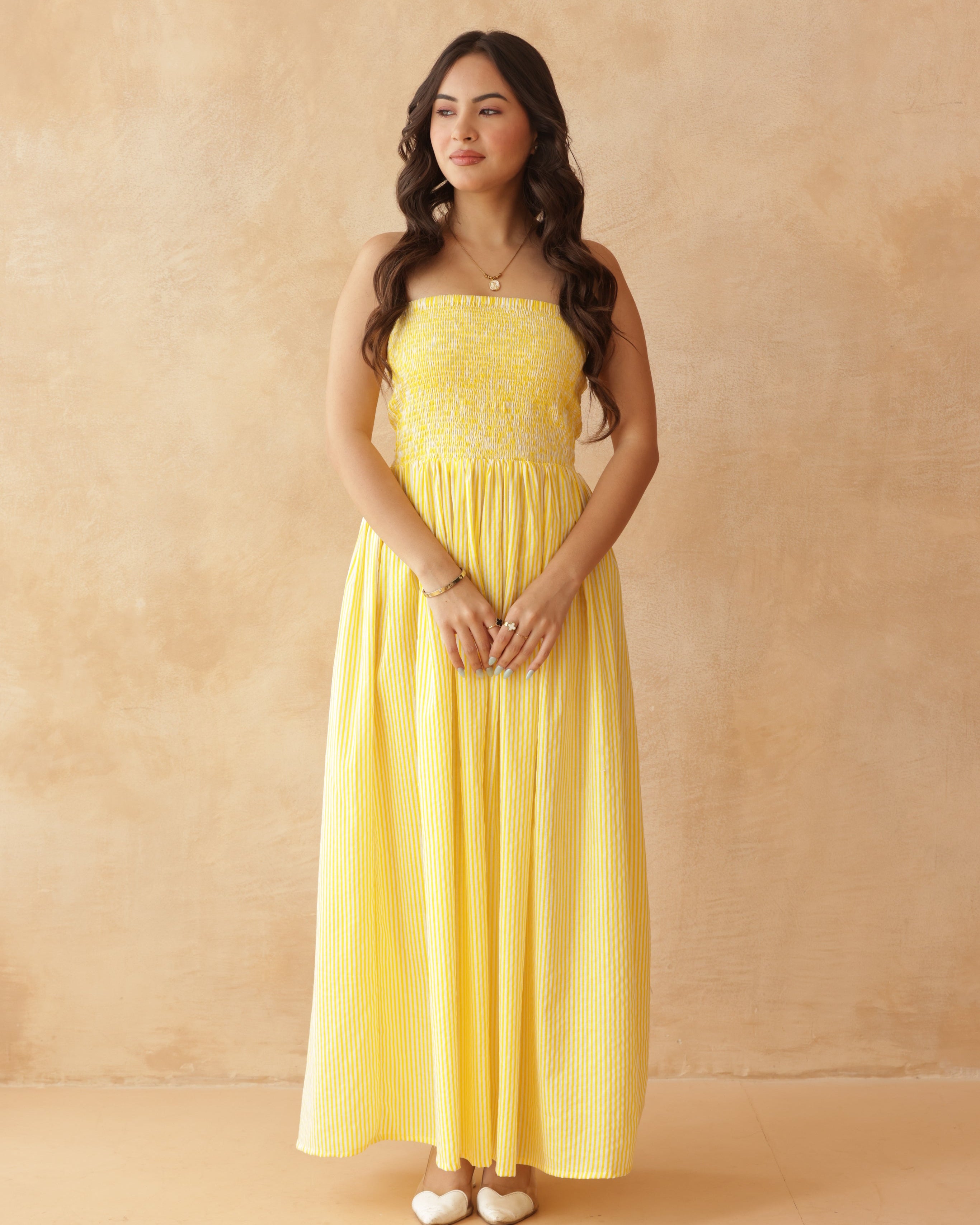 Women’s Yellow Striped Dress – Stylish & Comfortable Everyday Wear