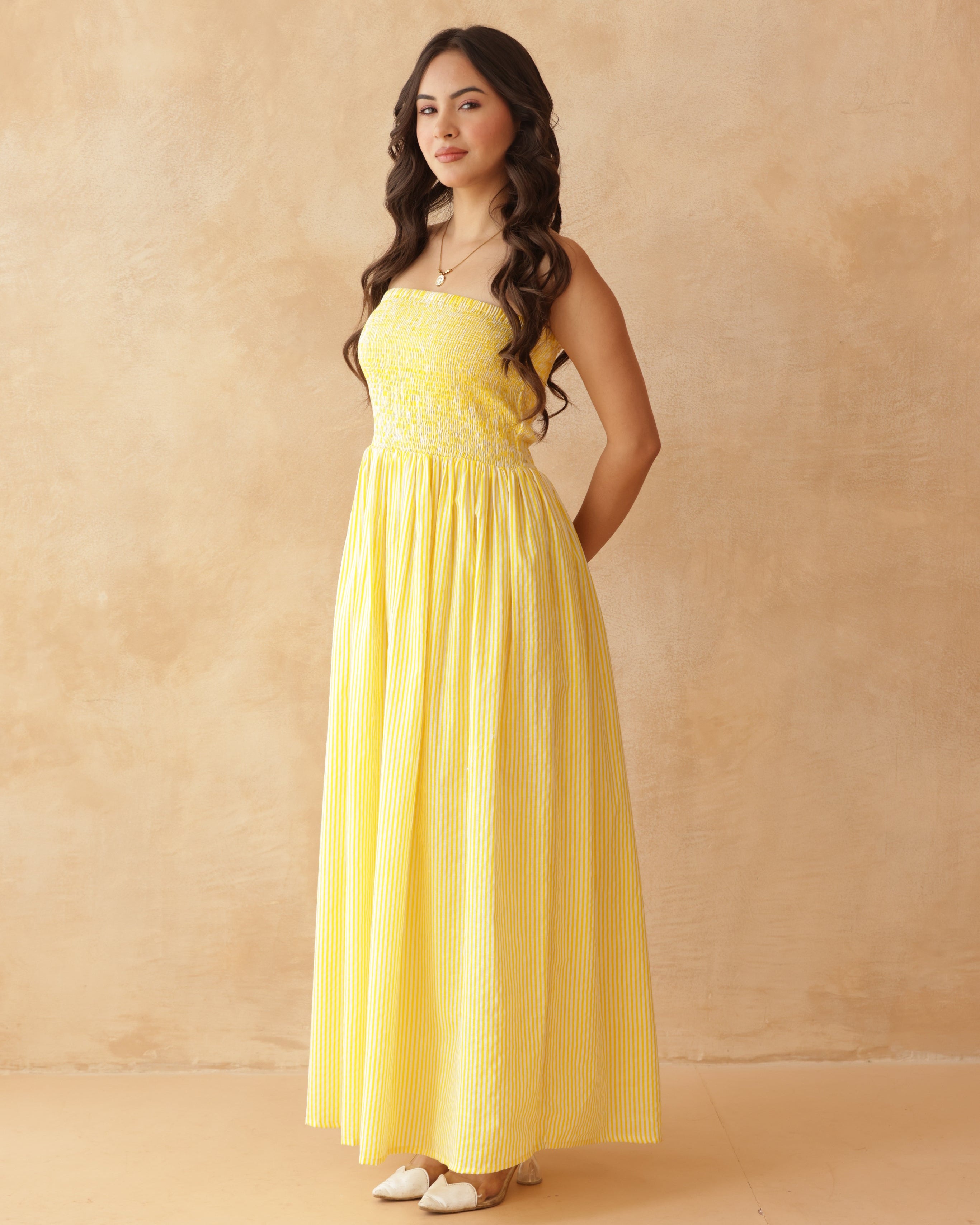 Women’s Yellow Striped Dress – Stylish & Comfortable Everyday Wear