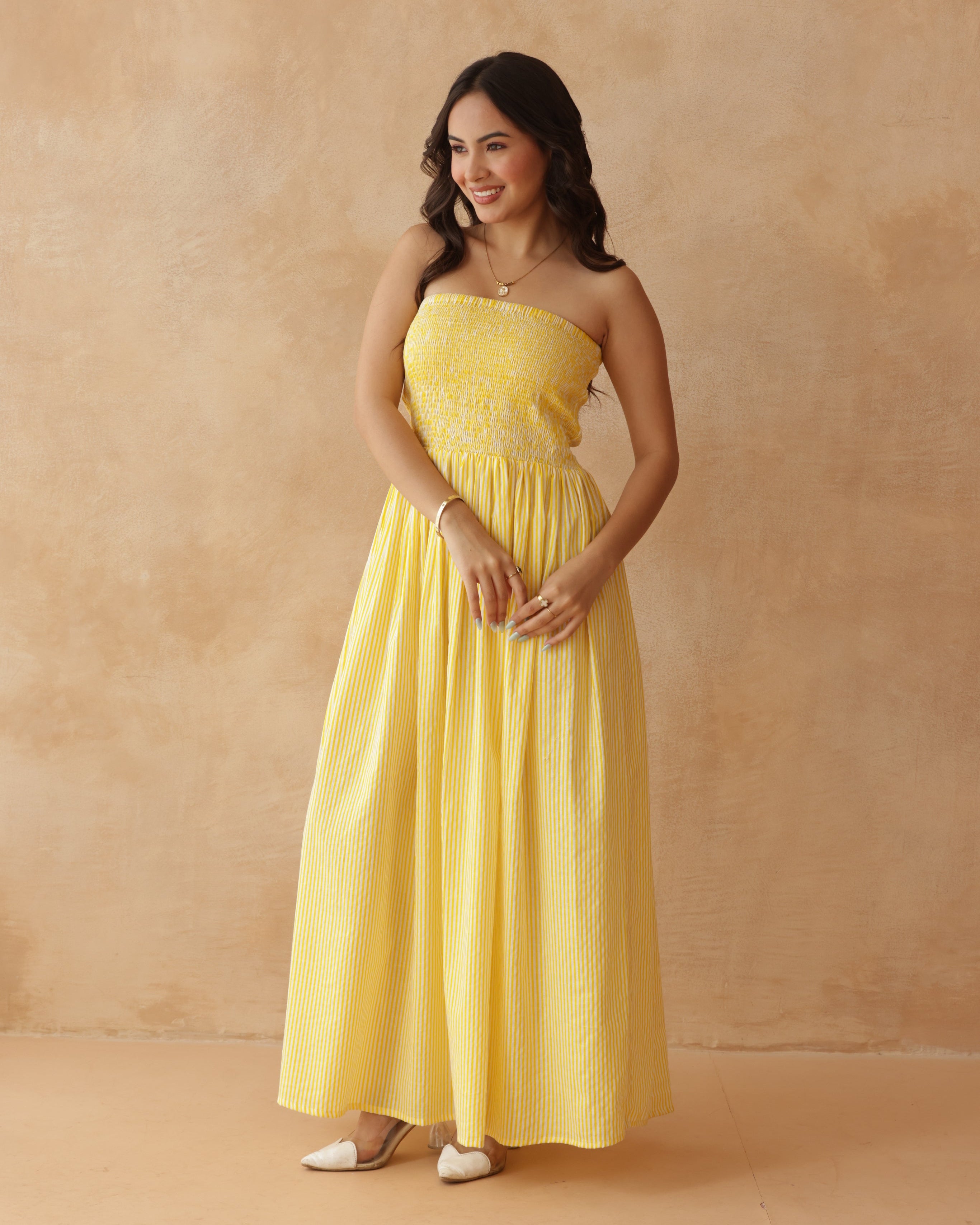 Women’s Yellow Striped Dress – Stylish & Comfortable Everyday Wear