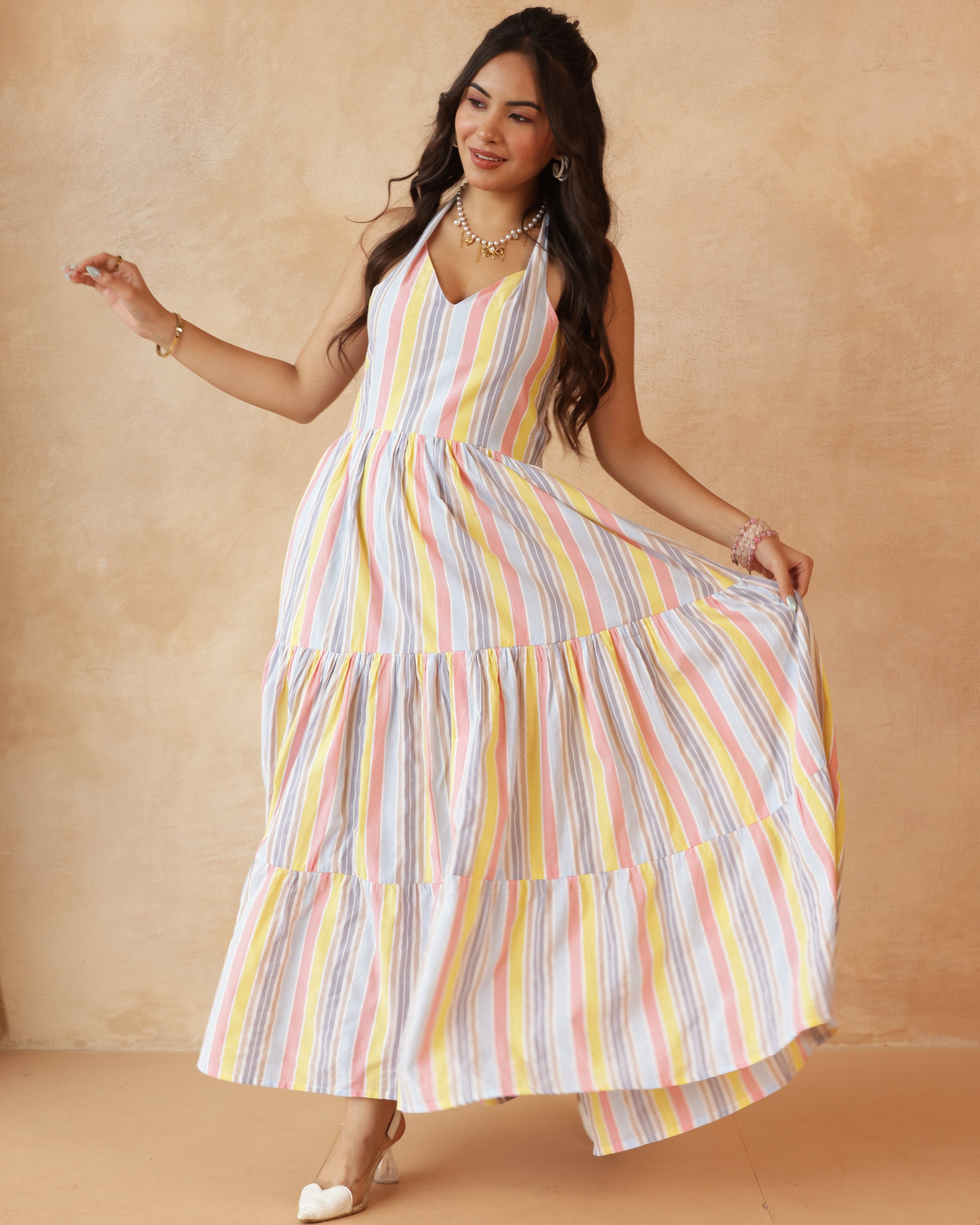 Women’s Multicolour Printed A-Line Midi Dress