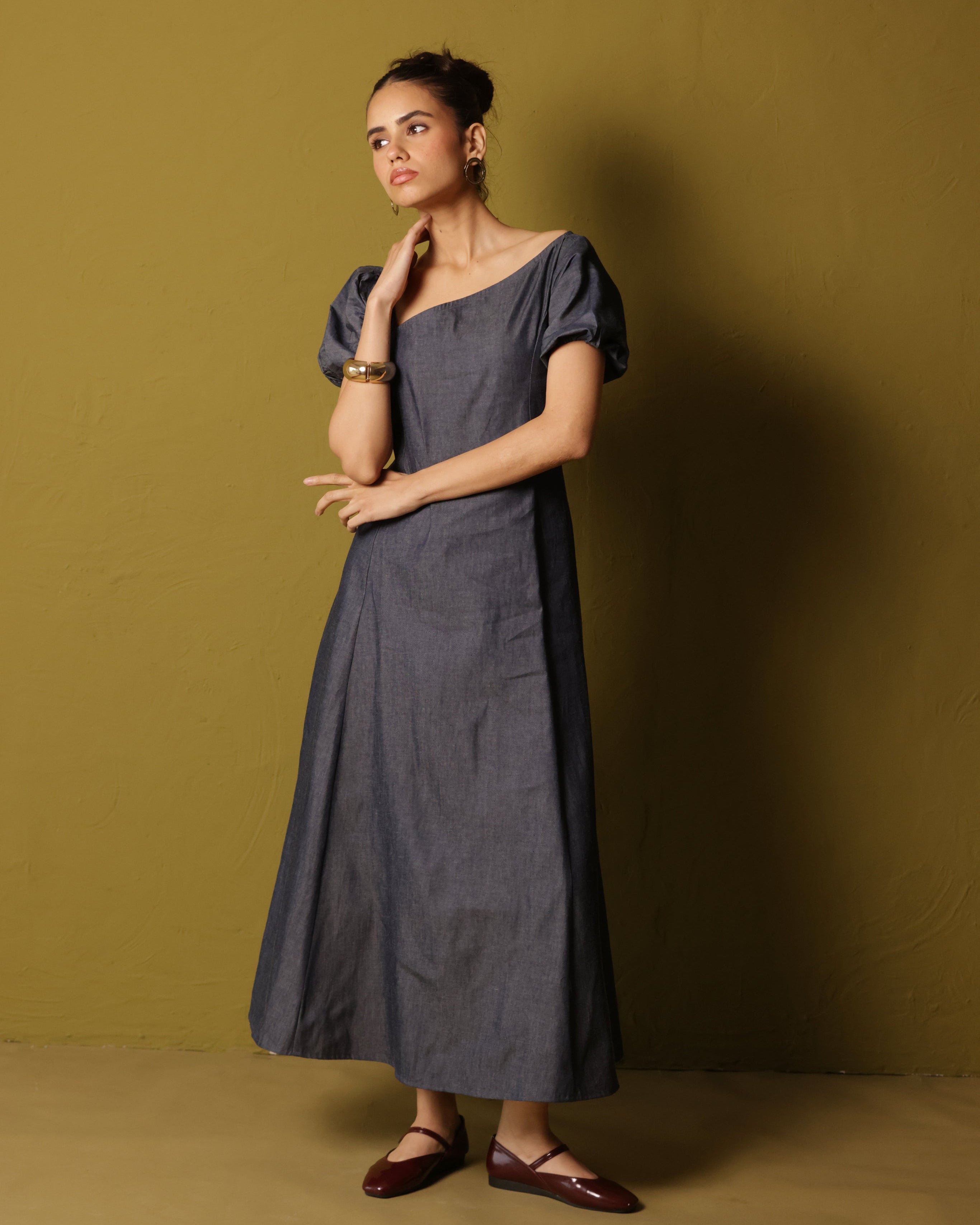 Women’s Blue Denim Shirt Dress – Casual Button-Down Western Dress